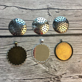 Stitchable empty Cross Stitch - Embroidery Pendants Set of 3 | DIY Cross Stitch Necklace Charm | Empty Mini Frame for Stitched Jewelry Charm