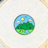 Four Seasons Magnetic Enamel Needle Minder (Set of 4)  Fall, Spring, Summer, Winter | Outdoor Mountains Travel Sunrise Sunset Needleminder