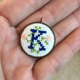 Stitchable empty Cross Stitch - Embroidery Pendants Set of 3 | DIY Cross Stitch Necklace Charm | Empty Mini Frame for Stitched Jewelry Charm