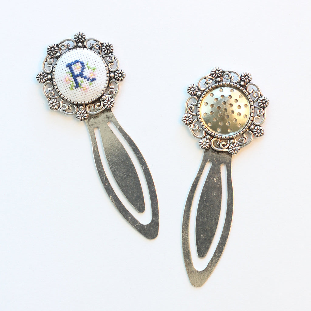 Stitchable Silver Bookmarks -Empty Cross Stitch Embroidery Vintage Style Clip