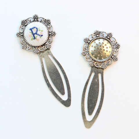 Stitchable Silver Bookmarks -Empty Cross Stitch Embroidery Vintage Style Clip