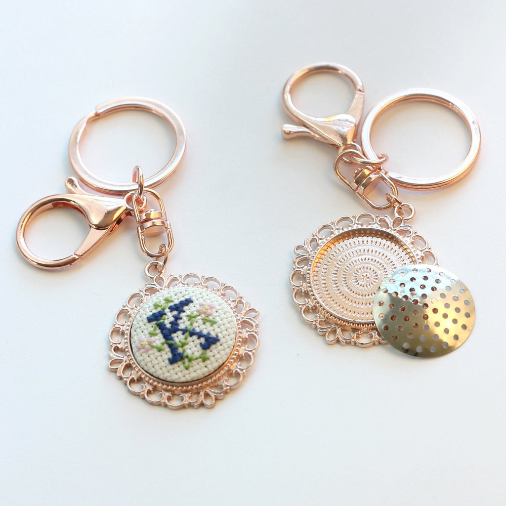 Stitchable Rose Gold Empty Cross Stitch Keychain
