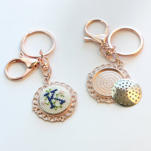 Stitchable Rose Gold Empty Cross Stitch Keychain