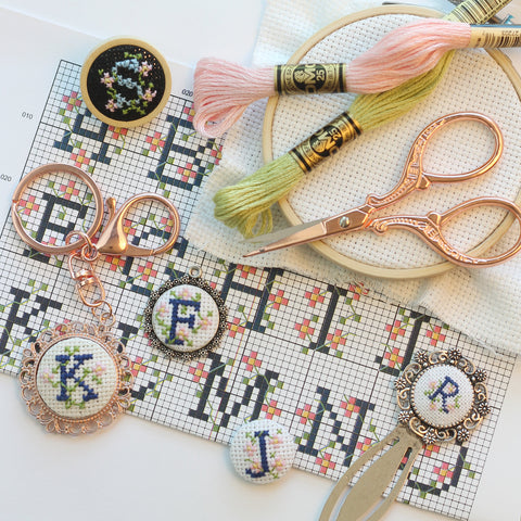 Cross Stitch Alphabet Monogram Letters - Floral Vine Wrapped Lettering