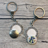 Stitchable Silver Filigree Empty Keychain