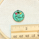 Life's a stitch Magnetic Needle Minder | Sarcastic Cross Stitch or Embroidery Hoop Hard Enamel Needleminder | Teal w/ Bobbins Needle Holder