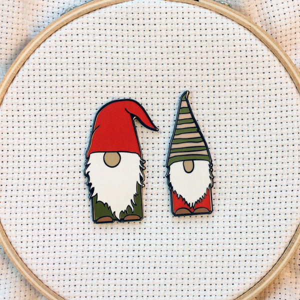 Gnomes Enamel Needle Minders  Scandinavian Christmas Elf Leprechaun N –  Snarky Crafter Designs