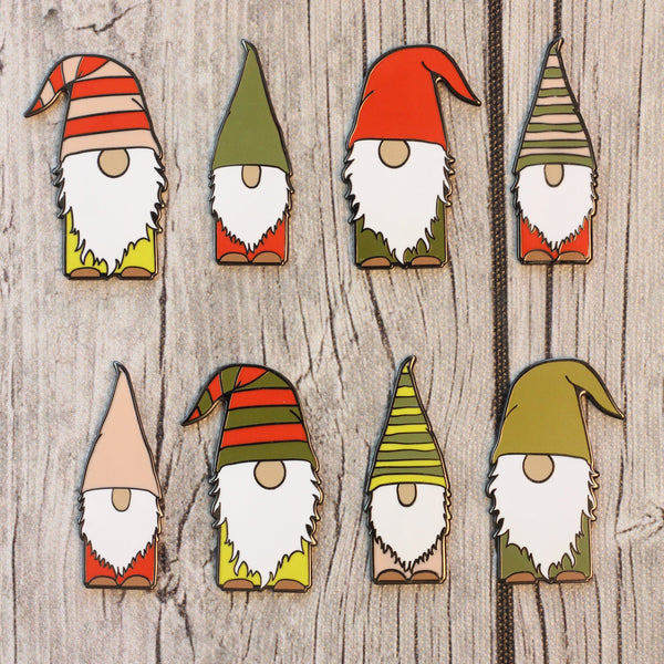Gnomes Enamel Needle Minders  Scandinavian Christmas Elf Leprechaun N –  Snarky Crafter Designs