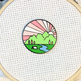 Four Seasons Magnetic Enamel Needle Minder (Set of 4)  Fall, Spring, Summer, Winter | Outdoor Mountains Travel Sunrise Sunset Needleminder