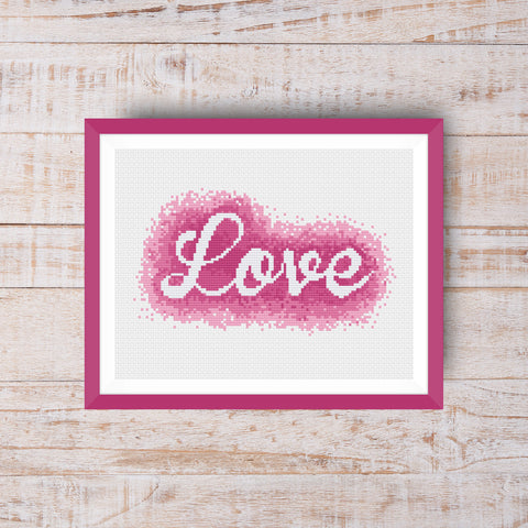 Watercolor Love Valentine's Day Cross Stitch Pattern