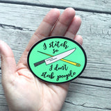 I Stitch So I Don't Stab People Vinyl Laptop Stickers