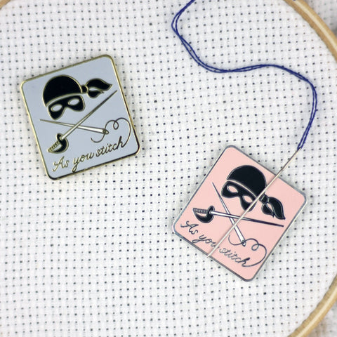 Hard Enamel "As You Stitch" Magnetic Needle Minder | Pink or Blue
