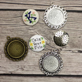 Empty Cross Stitch or Embroidery Pendants with Inserts- Set of 3