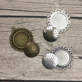 Empty Cross Stitch or Embroidery Pendants with Inserts- Set of 3
