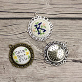 Empty Cross Stitch or Embroidery Pendants with Inserts- Set of 3