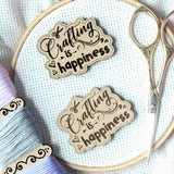 Crafting Is Happiness Engraved Wooden Needle Minders | Craft Lovers Needleminder | Snarky Magnetic Wood Needle Nanny