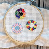 Charitable Rainbow Daisy Flowers Enamel Needleminders