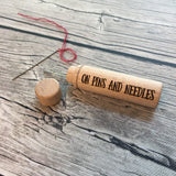 PERSONALIZED Embroidery Needle Case: Your message/name/phrase engraved on solid wood storage tube