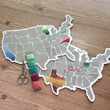 Stitchable Wooden US State Map | Cross Stitch & Embroidery United States Perforated Wood Map | Plywood Needlepoint Wedding or Moving Gift