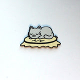 Sleepy Kitty On Embroidery Hoop Magnetic Enamel Needle Minder