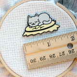 Sleepy Kitty On Embroidery Hoop Magnetic Enamel Needle Minder