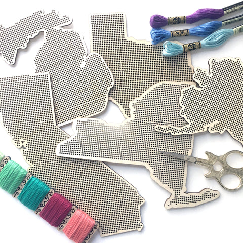 Stitchable Wooden US States Silhouette