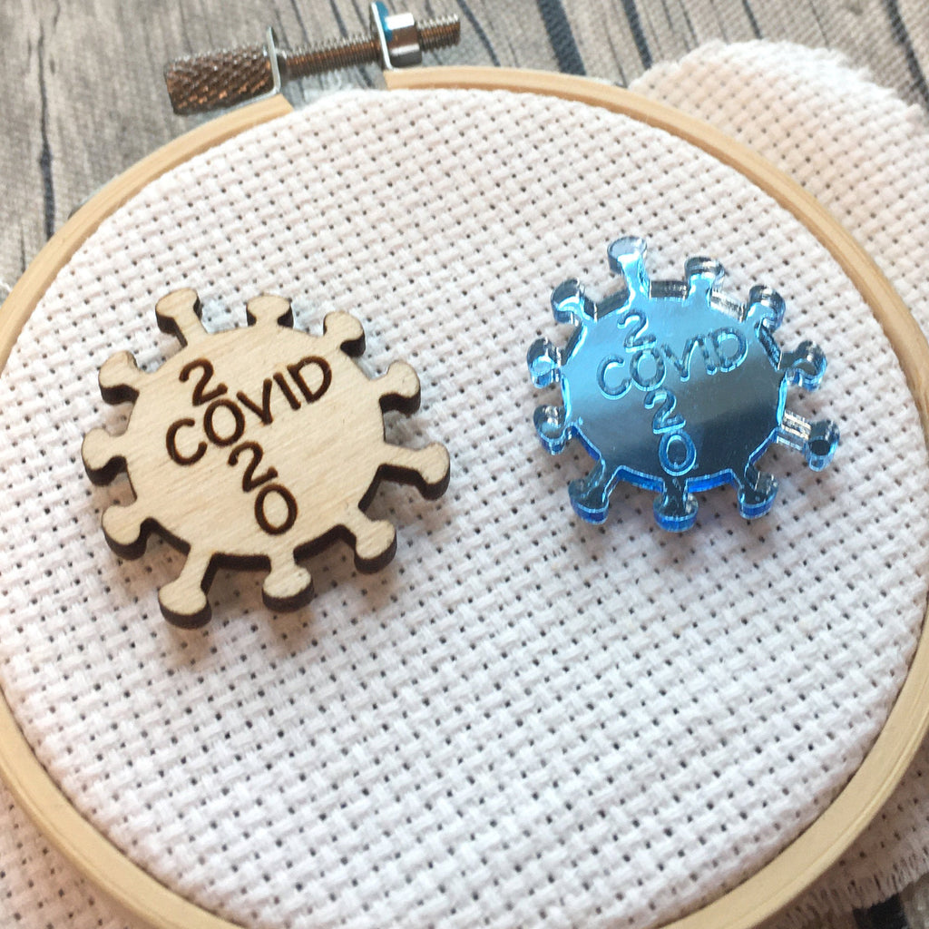 Corona Virus, Covid 19, 2020 Engraved Needle minders Acrylic or Wooden