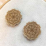 Floral Mandala Engraved Wooden Needle Minders