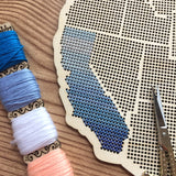 Stitchable Wooden US State Map | Cross Stitch & Embroidery United States Perforated Wood Map | Plywood Needlepoint Wedding or Moving Gift