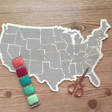 Stitchable Wooden US State Map | Cross Stitch & Embroidery United States Perforated Wood Map | Plywood Needlepoint Wedding or Moving Gift