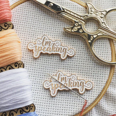 I'm Speaking Rose Gold Needle minders