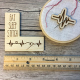 Pattern Marker & Needle Minder Bundle: "Eat Sleep Stitch" EKG Magnetic Engraved Wooden Cross Stitch Place Keeper