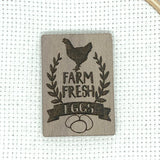 Vintage Farmhouse Inspired Needle Minders (Farm Fresh Eggs, Bakery, Flower Market Truck, Milk & Cream Cow)  Engraved Wooden Needleminders