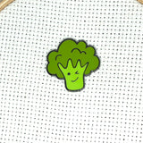 Happy Veggies Magnetic Enamel Needle Minders:  Cute Broccoli, Carrot, Eggplant, Tomato Needleminders