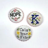 Scalloped Rose Gold Scalloped Empty Cross Stitch or Embroidery Brooches- Set of 3