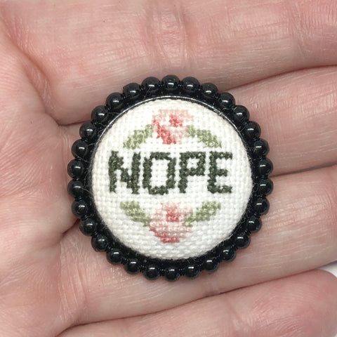 Cross Stitch or Embroidery Black Framed Brooch Blanks- Set of 2