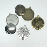 Stitchable Cross Stitch or Embroidery Pendants with Tree- Set of 2
