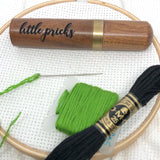 Little Pricks Engraved Needle Case: Snarky Embroidery Cross Stitch Quilting Custom Solid Wood Brass Screw Top Needle Storage Tube Container