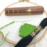 Little Pricks Engraved Needle Case: Snarky Embroidery Cross Stitch Quilting Custom Solid Wood Brass Screw Top Needle Storage Tube Container