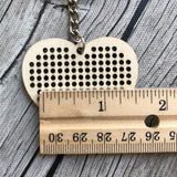 Stitchable Wooden Heart Keychains (Set of 3) with Rose/Rainbow patterns