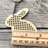 Stitchable Wooden Bunny Keychains (Set of 3) with sample patterns