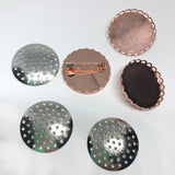 Scalloped Rose Gold Scalloped Empty Cross Stitch or Embroidery Brooches- Set of 3