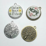 Stitchable Cross Stitch or Embroidery Pendants with Tree- Set of 2