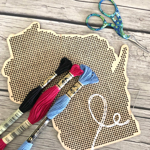 Stitchable Wooden Wisconsin State Silhouette