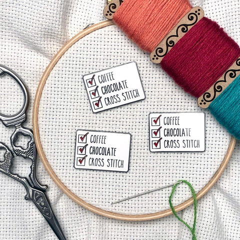 Coffee, Chocolate, and Cross Stitch Magnetic Needle Minder