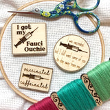 I Was Vaccinated but I Still Want Some of You to Stay Away from Me Needle Minder: Funny Covid Wooden Magnetic Engraved Needleminders