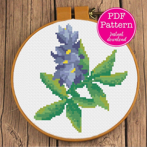 Texas Blue Bonnet Cross Stitch Pattern