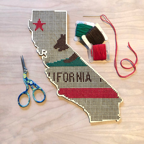 Stitchable Wooden California State Silhouette