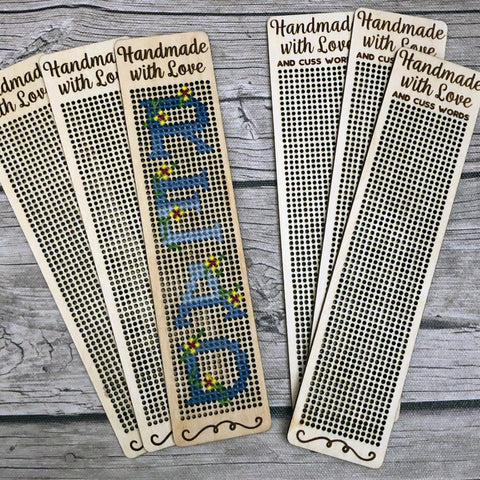 Stitchable Wooden Bookmarks "Handmade with Love (and cuss words)"