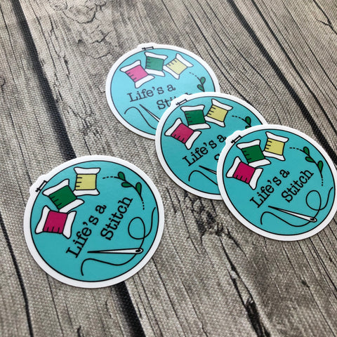 Life's A Stitch Vinyl Laptop Stickers